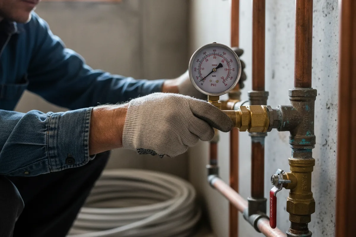 Pressure testing a repaired line during Water Line Repair in Pricedale